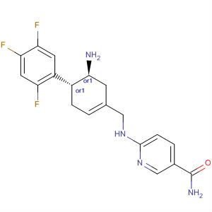 927205-88-7  3-Pyridinecarboxamide,6-[[[(4R,5S)-5-amino-4-(2,4,5-trifluorophenyl)-1-cyclohexen-1-yl]methyl]amino]-, rel-