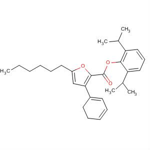 927706-30-7  2-Furancarboxylic acid, 5-hexyl-2,3-dihydro-3-phenyl-,2,6-bis(1-methylethyl)phenyl ester, (2R,3S)-