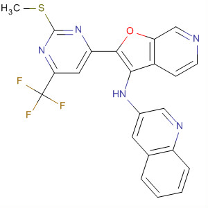 927806-12-0  3-Quinolinamine,N-[2-[2-(methylthio)-6-(trifluoromethyl)-4-pyrimidinyl]furo[2,3-c]pyridin-3-yl]-