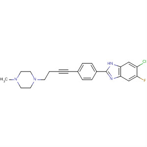 919088-22-5  1H-Benzimidazole,6-chloro-5-fluoro-2-[4-[4-(4-methyl-1-piperazinyl)-1-butyn-1-yl]phenyl]-