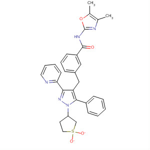 919096-19-8  Benzamide,N-(4,5-dimethyl-2-oxazolyl)-3-[[5-phenyl-3-(2-pyridinyl)-1-(tetrahydro-1,1-dioxido-3-thienyl)-1H-pyrazol-4-yl]methyl]-