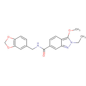 919108-63-7  2H-Indazole-6-carboxamide,N-(1,3-benzodioxol-5-ylmethyl)-2-ethyl-3-methoxy- 919108-63-7  2H-Indazole-6-carboxamide,N-(1,3-benzodioxol-5-ylmethyl)-2-ethyl-3-methoxy-