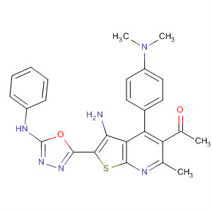 919114-25-3  Ethanone,1-[3-amino-4-[4-(dimethylamino)phenyl]-6-methyl-2-[5-(phenylamino)-1,3,4-oxadiazol-2-yl]thieno[2,3-b]pyridin-5-yl]-