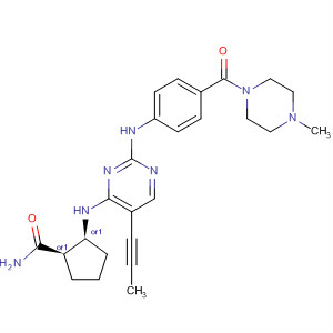 919116-24-8  Cyclopentanecarboxamide,2-[[2-[[4-[(4-methyl-1-piperazinyl)carbonyl]phenyl]amino]-5-(1-propyn-1-yl)-4-pyrimidinyl]amino]-, (1R,2S)-rel-