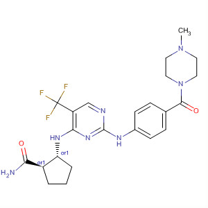 919116-31-7  Cyclopentanecarboxamide,2-[[2-[[4-[(4-methyl-1-piperazinyl)carbonyl]phenyl]amino]-5-(trifluoromethyl)-4-pyrimidinyl]amino]-, (1R,2R)-rel-