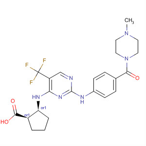 919116-61-3  Cyclopentanecarboxylic acid,2-[[2-[[4-[(4-methyl-1-piperazinyl)carbonyl]phenyl]amino]-5-(trifluoromethyl)-4-pyrimidinyl]amino]-, (1R,2S)-rel-