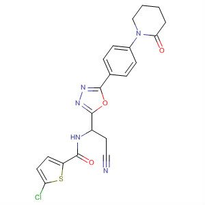919121-75-8  2-Thiophenecarboxamide,5-chloro-N-[2-cyano-1-[5-[4-(2-oxo-1-piperidinyl)phenyl]-1,3,4-oxadiazol-2-yl]ethyl]-