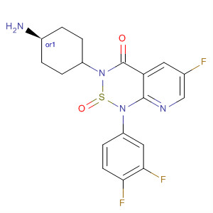 919295-14-0  1H-Pyrido[2,3-c][1,2,6]thiadiazin-4(3H)-one,3-(cis-4-aminocyclohexyl)-1-(3,4-difluorophenyl)-6-fluoro-, 2-oxide