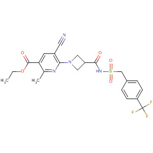 919350-98-4  3-Pyridinecarboxylic acid,5-cyano-2-methyl-6-[3-[[[[[4-(trifluoromethyl)phenyl]methyl]sulfonyl]amino]carbonyl]-1-azetidinyl]-, ethyl ester