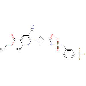 919351-00-1  3-Pyridinecarboxylic acid,5-cyano-2-methyl-6-[3-[[[[[3-(trifluoromethyl)phenyl]methyl]sulfonyl]amino]carbonyl]-1-azetidinyl]-, ethyl ester
