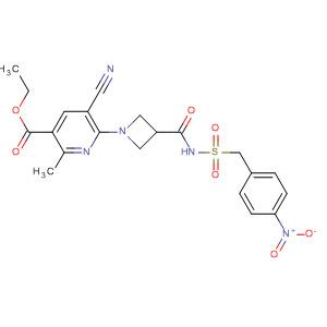 919351-03-4  3-Pyridinecarboxylic acid,5-cyano-2-methyl-6-[3-[[[[(4-nitrophenyl)methyl]sulfonyl]amino]carbonyl]-1-azetidinyl]-, ethyl ester