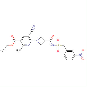 919351-06-7  3-Pyridinecarboxylic acid,5-cyano-2-methyl-6-[3-[[[[(3-nitrophenyl)methyl]sulfonyl]amino]carbonyl]-1-azetidinyl]-, ethyl ester