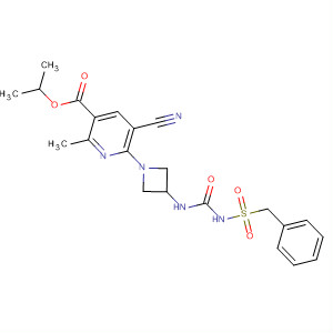 919351-18-1  3-Pyridinecarboxylic acid,5-cyano-2-methyl-6-[3-[[[[(phenylmethyl)sulfonyl]amino]carbonyl]amino]-1-azetidinyl]-, 1-methylethyl ester