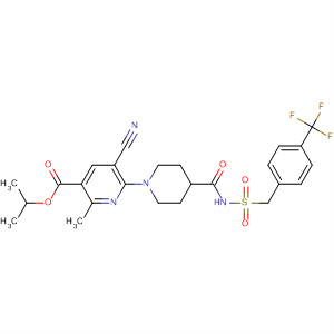 919352-01-5  3-Pyridinecarboxylic acid,5-cyano-2-methyl-6-[4-[[[[[4-(trifluoromethyl)phenyl]methyl]sulfonyl]amino]carbonyl]-1-piperidinyl]-, 1-methylethyl ester