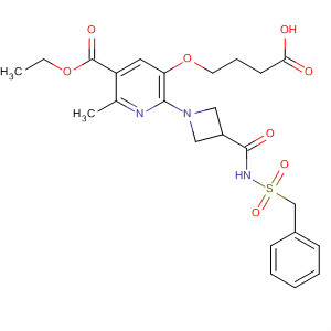919352-61-7  3-Pyridinecarboxylic acid,5-(3-carboxypropoxy)-2-methyl-6-[3-[[[(phenylmethyl)sulfonyl]amino]carbonyl]-1-azetidinyl]-, ethyl ester