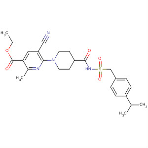 919352-75-3  3-Pyridinecarboxylic acid,5-cyano-2-methyl-6-[4-[[[[[4-(1-methylethyl)phenyl]methyl]sulfonyl]amino]carbonyl]-1-piperidinyl]-, ethyl ester