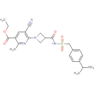 919352-79-7  3-Pyridinecarboxylic acid,5-cyano-2-methyl-6-[3-[[[[[4-(1-methylethyl)phenyl]methyl]sulfonyl]amino]carbonyl]-1-azetidinyl]-, ethyl ester