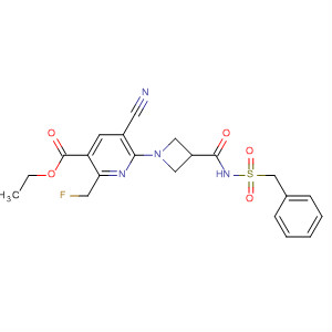919353-09-6  3-Pyridinecarboxylic acid,5-cyano-2-(fluoromethyl)-6-[3-[[[(phenylmethyl)sulfonyl]amino]carbonyl]-1-azetidinyl]-, ethyl ester