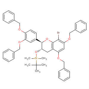 919365-35-8  2H-1-Benzopyran,2-[3,4-bis(phenylmethoxy)phenyl]-8-bromo-3-[[(1,1-dimethylethyl)dimethylsilyl]oxy]-3,4-dihydro-5,7-bis(phenylmethoxy)-, (2R,3S)-