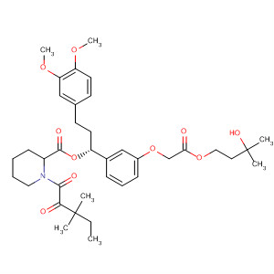 919519-69-0  2-Piperidinecarboxylic acid, 1-(3,3-dimethyl-1,2-dioxopentyl)-,(1R)-3-(3,4-dimethoxyphenyl)-1-[3-[2-(3-hydroxy-3-methylbutoxy)-2-oxoethoxy]phenyl]propyl ester, (2S)-