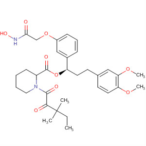 919519-76-9  2-Piperidinecarboxylic acid, 1-(3,3-dimethyl-1,2-dioxopentyl)-,(1R)-3-(3,4-dimethoxyphenyl)-1-[3-[2-(hydroxyamino)-2-oxoethoxy]phenyl]propyl ester, (2S)-