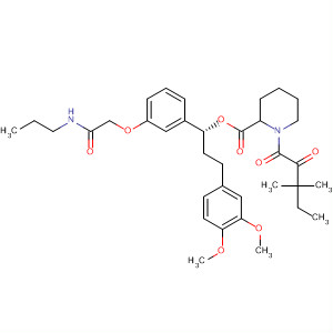 919519-78-1  2-Piperidinecarboxylic acid, 1-(3,3-dimethyl-1,2-dioxopentyl)-,(1R)-3-(3,4-dimethoxyphenyl)-1-[3-[2-oxo-2-(propylamino)ethoxy]phenyl]propyl ester, (2S)-