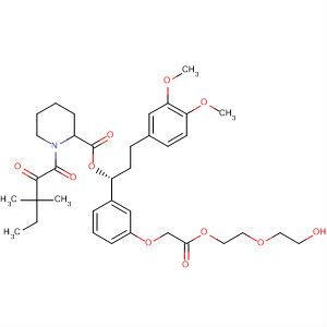 919520-02-8  2-Piperidinecarboxylic acid, 1-(3,3-dimethyl-1,2-dioxopentyl)-,(1R)-3-(3,4-dimethoxyphenyl)-1-[3-[2-[2-(2-hydroxyethoxy)ethoxy]-2-oxoethoxy]phenyl]propyl ester, (2S)-