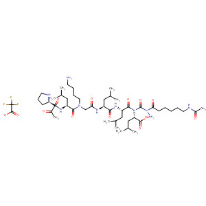 919526-46-8  D-Leucine,1-acetyl-L-prolyl-L-leucyl-N-(4-aminobutyl)glycyl-L-leucyl-L-leucyl-,2-[6-(acetylamino)-1-oxohexyl]hydrazide, 2,2,2-trifluoroacetate (1:1)