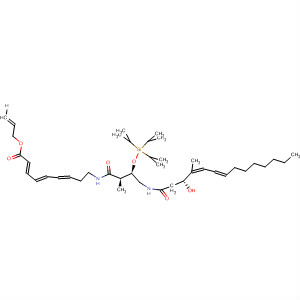 919771-15-6  2,4,6-Nonatrienoic acid,9-[[(2R,3R)-4-[[(3R,4E,6E)-3-hydroxy-4-methyl-1-oxo-4,6-tetradecadien-1-yl]amino]-2-methyl-1-oxo-3-[[tris(1-methylethyl)silyl]oxy]butyl]amino]-,2-propen-1-yl ester, (2E,4E,6E)-