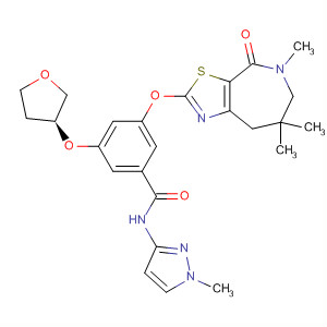 919788-56-0  Benzamide,N-(1-methyl-1H-pyrazol-3-yl)-3-[[(3S)-tetrahydro-3-furanyl]oxy]-5-[(5,6,7,8-tetrahydro-5,7,7-trimethyl-4-oxo-4H-thiazolo[5,4-c]azepin-2-yl)oxy]-