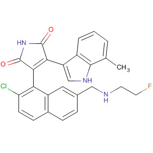 919992-57-7  1H-Pyrrole-2,5-dione,3-[2-chloro-7-[[(2-fluoroethyl)amino]methyl]-1-naphthalenyl]-4-(7-methyl-1H-indol-3-yl)-