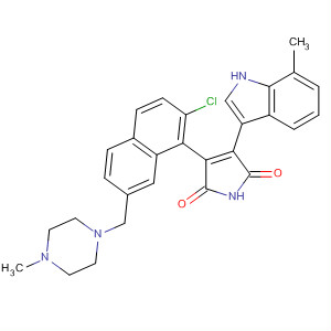 919992-75-9  1H-Pyrrole-2,5-dione,3-[2-chloro-7-[(4-methyl-1-piperazinyl)methyl]-1-naphthalenyl]-4-(7-methyl-1H-indol-3-yl)-