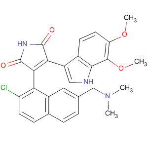 919992-78-2  1H-Pyrrole-2,5-dione,3-[2-chloro-7-[(dimethylamino)methyl]-1-naphthalenyl]-4-(6,7-dimethoxy-1H-indol-3-yl)-