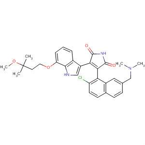 919992-89-5  1H-Pyrrole-2,5-dione,3-[2-chloro-7-[(dimethylamino)methyl]-1-naphthalenyl]-4-[7-(3-methoxy-3-methylbutoxy)-1H-indol-3-yl]-