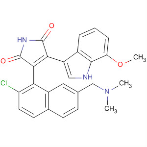 919992-91-9  1H-Pyrrole-2,5-dione,3-[2-chloro-7-[(dimethylamino)methyl]-1-naphthalenyl]-4-(7-methoxy-1H-indol-3-yl)-