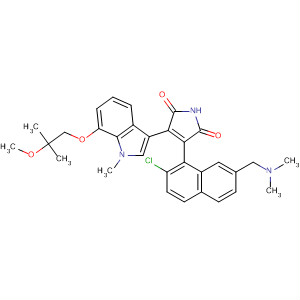 919993-03-6  1H-Pyrrole-2,5-dione,3-[2-chloro-7-[(dimethylamino)methyl]-1-naphthalenyl]-4-[7-(2-methoxy-2-methylpropoxy)-1-methyl-1H-indol-3-yl]-
