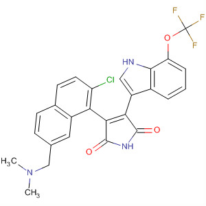 919993-06-9  1H-Pyrrole-2,5-dione,3-[2-chloro-7-[(dimethylamino)methyl]-1-naphthalenyl]-4-[7-(trifluoromethoxy)-1H-indol-3-yl]-