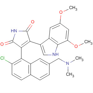 919993-44-5  1H-Pyrrole-2,5-dione,3-[2-chloro-7-[(dimethylamino)methyl]-1-naphthalenyl]-4-(5,7-dimethoxy-1H-indol-3-yl)-