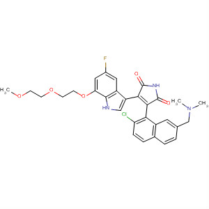 919993-60-5  1H-Pyrrole-2,5-dione,3-[2-chloro-7-[(dimethylamino)methyl]-1-naphthalenyl]-4-[5-fluoro-7-[2-(2-methoxyethoxy)ethoxy]-1H-indol-3-yl]-