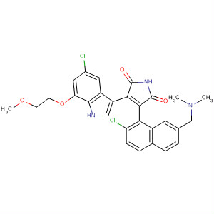 919993-68-3  1H-Pyrrole-2,5-dione,3-[2-chloro-7-[(dimethylamino)methyl]-1-naphthalenyl]-4-[5-chloro-7-(2-methoxyethoxy)-1H-indol-3-yl]-