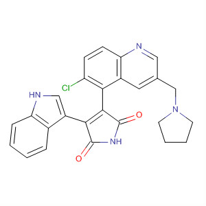 919993-93-4  1H-Pyrrole-2,5-dione,3-[6-chloro-3-(1-pyrrolidinylmethyl)-5-quinolinyl]-4-(1H-indol-3-yl)-