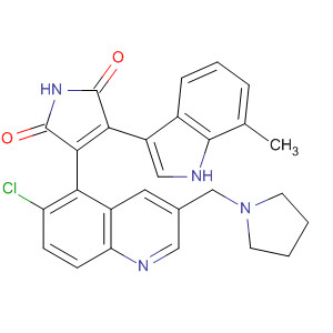 919993-94-5  1H-Pyrrole-2,5-dione,3-[6-chloro-3-(1-pyrrolidinylmethyl)-5-quinolinyl]-4-(7-methyl-1H-indol-3-yl)-