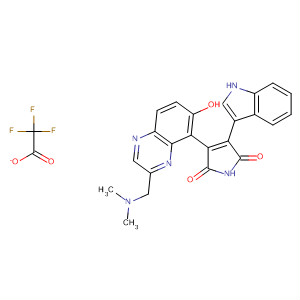 919995-02-1  1H-Pyrrole-2,5-dione,3-[3-[(dimethylamino)methyl]-6-hydroxy-5-quinoxalinyl]-4-(1H-indol-3-yl)-, 2,2,2-trifluoroacetate (1:1)