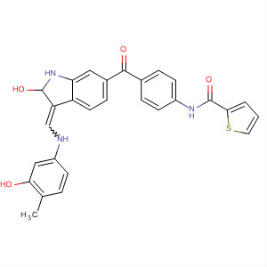 919998-76-8  2-Thiophenecarboxamide,N-[4-[[2,3-dihydro-3-[[(3-hydroxy-4-methylphenyl)amino]methylene]-2-oxo-1H-indol-6-yl]carbonyl]phenyl]-