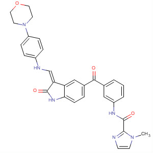919999-50-1  1H-Imidazole-2-carboxamide,N-[3-[[2,3-dihydro-3-[(3Z)-[[4-(4-morpholinyl)phenyl]amino]methylene]-2-oxo-1H-indol-5-yl]carbonyl]phenyl]-1-methyl-