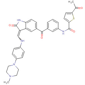 919999-64-7  2-Thiophenecarboxamide,5-acetyl-N-[3-[[2,3-dihydro-3-[[[4-(4-methyl-1-piperazinyl)phenyl]amino]methylene]-2-oxo-1H-indol-5-yl]carbonyl]phenyl]-
