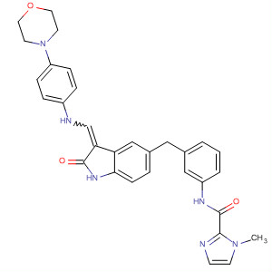919999-87-4  1H-Imidazole-2-carboxamide,N-[3-[[2,3-dihydro-3-[[[4-(4-morpholinyl)phenyl]amino]methylene]-2-oxo-1H-indol-5-yl]methyl]phenyl]-1-methyl-