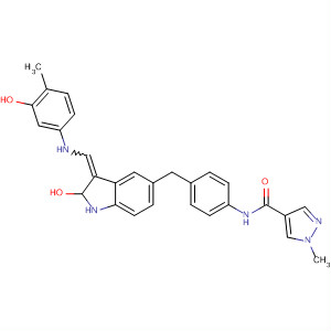 920000-37-9  1H-Pyrazole-4-carboxamide,N-[4-[[2,3-dihydro-3-[[(3-hydroxy-4-methylphenyl)amino]methylene]-2-oxo-1H-indol-5-yl]methyl]phenyl]-1-methyl-