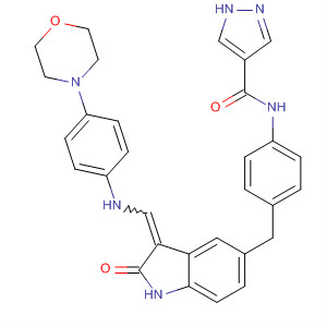 920000-39-1  1H-Pyrazole-4-carboxamide,N-[4-[[2,3-dihydro-3-[[[4-(4-morpholinyl)phenyl]amino]methylene]-2-oxo-1H-indol-5-yl]methyl]phenyl]-
