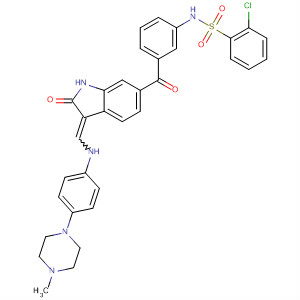 920001-69-0  Benzenesulfonamide,2-chloro-N-[3-[[2,3-dihydro-3-[[[4-(4-methyl-1-piperazinyl)phenyl]amino]methylene]-2-oxo-1H-indol-6-yl]carbonyl]phenyl]-